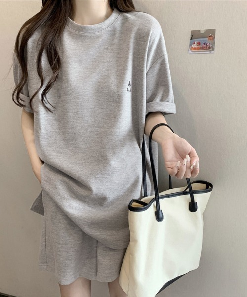 Miniministore(ミニミニストア)の「ワンポイントロゴTシャツセットアップ夏服(セットアップ・レディース・ライトブルー/アイボリー/ダークグレー/ライトグレー・FREE)」の15枚目の写真