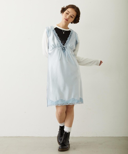 MILKFED.(ミルクフェド)の「V-NECK LACE DRESS(ワンピース・レディース・ブラック/ブラウン/ライトブルー・ONE SIZE)」の6枚目の写真