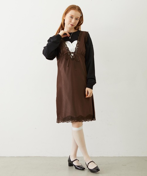 MILKFED.(ミルクフェド)の「V-NECK LACE DRESS(ワンピース・レディース・ブラック/ブラウン/ライトブルー・ONE SIZE)」の15枚目の写真