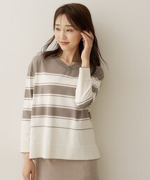 【顔周りすっきり/体型カバー】ドライタッチVネックニットプルオーバー