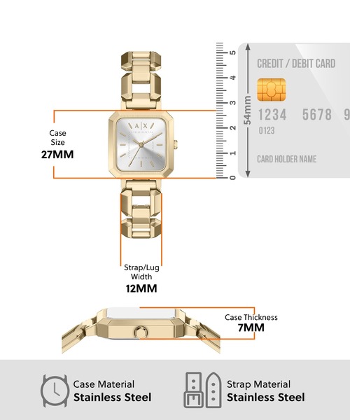 ARMANI EXCHANGE（アルマーニエクスチェンジ）の「アルマーニ・エクスチェンジ 腕時計 レディース アナログ ステンレス AX7186SET（アナログ腕時計・レディース・ゴールド・FREE）」の5枚目の写真