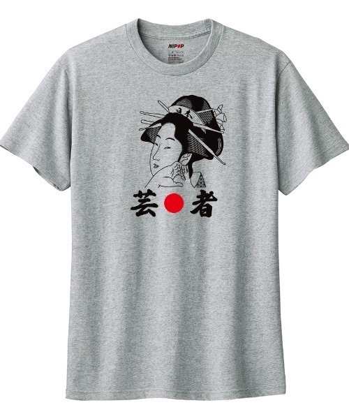 NIPOP（ニポップ）の「NIPOP（ニポップ） 半袖Tシャツ 芸者 ロゴ イラスト プリント インバウンド お土産 5.6オンス トップス カットソー レディース（Tシャツ/カットソー・レディース・ホワイト/ブラック/ヘザーグレー・L/M）」の3枚目の写真