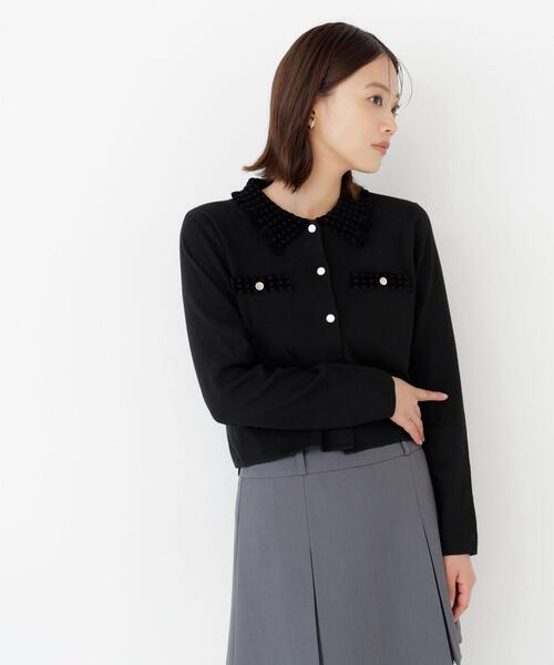 NATURAL BEAUTY BASIC(ナチュラルビューティーベーシック)の「モールカラーニットジャケット(カーディガン/ボレロ・レディース・チャコールグレー/ピンク/ブラック/オフホワイト・FREE)」の16枚目の写真