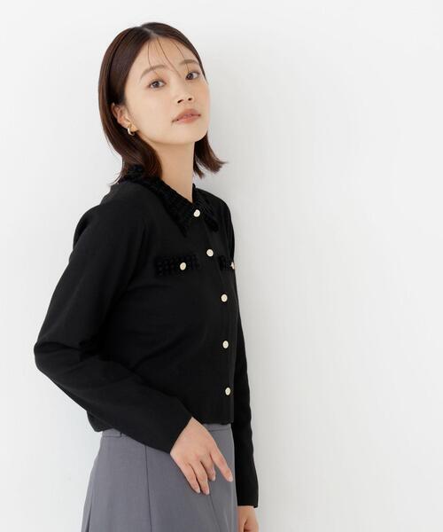 NATURAL BEAUTY BASIC(ナチュラルビューティーベーシック)の「モールカラーニットジャケット(カーディガン/ボレロ・レディース・チャコールグレー/ピンク/ブラック/オフホワイト・FREE)」の18枚目の写真