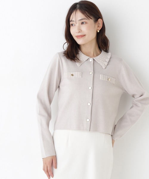 NATURAL BEAUTY BASIC(ナチュラルビューティーベーシック)の「モールカラーニットジャケット(カーディガン/ボレロ・レディース・チャコールグレー/ピンク/ブラック/オフホワイト・FREE)」の2枚目の写真