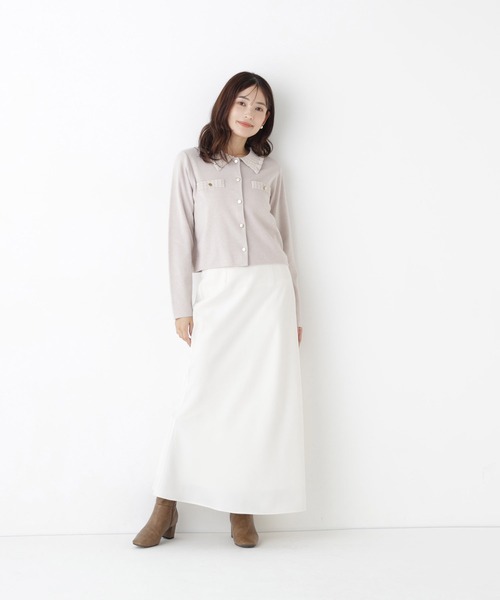 NATURAL BEAUTY BASIC(ナチュラルビューティーベーシック)の「モールカラーニットジャケット(カーディガン/ボレロ・レディース・チャコールグレー/ピンク/ブラック/オフホワイト・FREE)」の5枚目の写真
