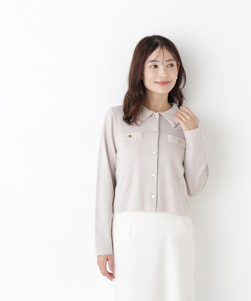 NATURAL BEAUTY BASIC(ナチュラルビューティーベーシック)の「モールカラーニットジャケット(カーディガン/ボレロ・レディース・チャコールグレー/ピンク/ブラック/オフホワイト・FREE)」の6枚目の写真