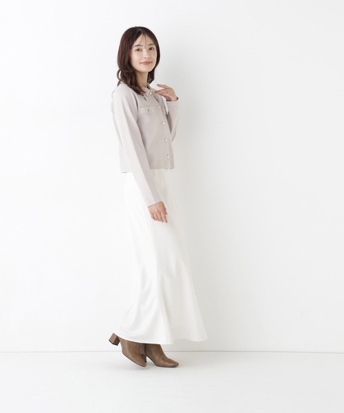 NATURAL BEAUTY BASIC(ナチュラルビューティーベーシック)の「モールカラーニットジャケット(カーディガン/ボレロ・レディース・チャコールグレー/ピンク/ブラック/オフホワイト・FREE)」の7枚目の写真