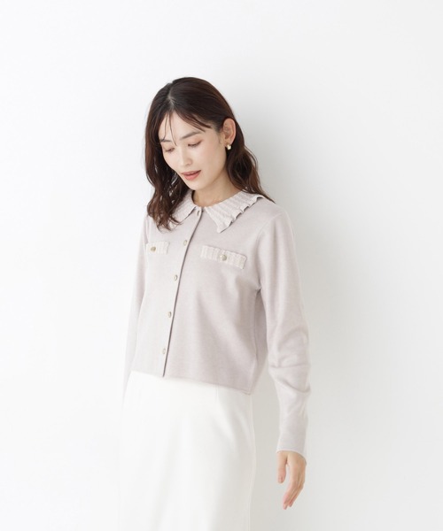 NATURAL BEAUTY BASIC(ナチュラルビューティーベーシック)の「モールカラーニットジャケット(カーディガン/ボレロ・レディース・チャコールグレー/ピンク/ブラック/オフホワイト・FREE)」の8枚目の写真
