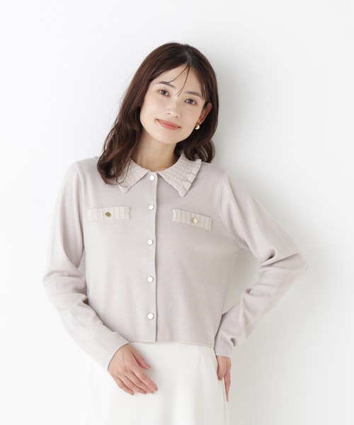 NATURAL BEAUTY BASIC(ナチュラルビューティーベーシック)の「モールカラーニットジャケット(カーディガン/ボレロ・レディース・チャコールグレー/ピンク/ブラック/オフホワイト・FREE)」の10枚目の写真