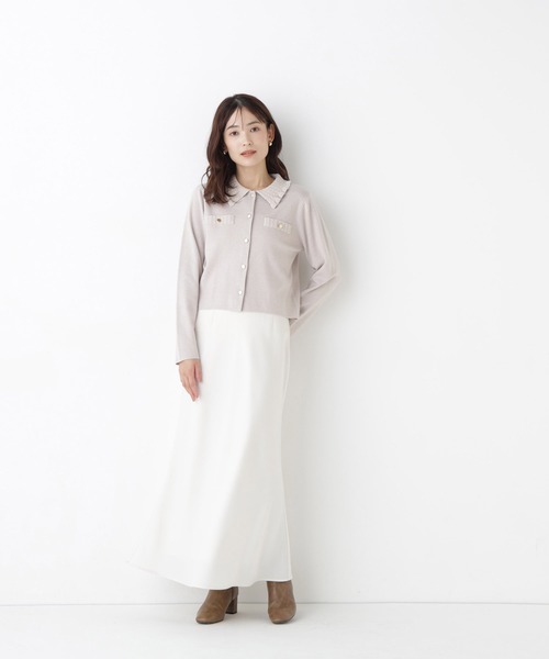NATURAL BEAUTY BASIC(ナチュラルビューティーベーシック)の「モールカラーニットジャケット(カーディガン/ボレロ・レディース・チャコールグレー/ピンク/ブラック/オフホワイト・FREE)」の11枚目の写真