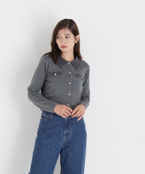 NATURAL BEAUTY BASIC(ナチュラルビューティーベーシック)の「モールカラーニットジャケット(カーディガン/ボレロ・レディース・チャコールグレー/ピンク/ブラック/オフホワイト・FREE)」の22枚目の写真