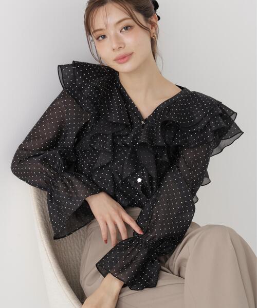 PROPORTION BODY DRESSING(プロポーションボディドレッシング)の「ボリュームラッフルブラウス / 1216210905(シャツ/ブラウス・レディース・ホワイト系その他/ブラック系その他/ブラウン系その他・FREE)」の3枚目の写真
