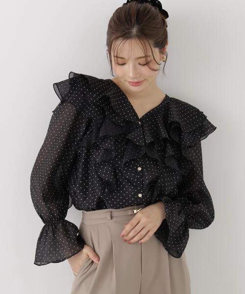 PROPORTION BODY DRESSING(プロポーションボディドレッシング)の「ボリュームラッフルブラウス / 1216210905(シャツ/ブラウス・レディース・ホワイト系その他/ブラック系その他/ブラウン系その他・FREE)」の4枚目の写真