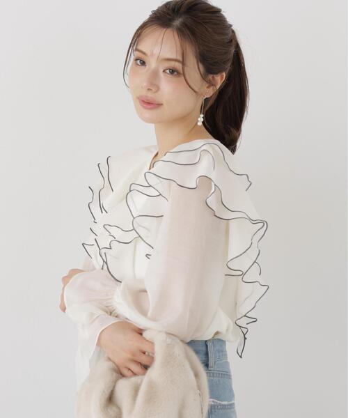 PROPORTION BODY DRESSING(プロポーションボディドレッシング)の「ボリュームラッフルブラウス / 1216210905(シャツ/ブラウス・レディース・ホワイト系その他/ブラック系その他/ブラウン系その他・FREE)」の13枚目の写真