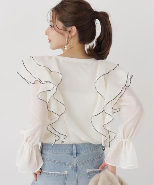 PROPORTION BODY DRESSING(プロポーションボディドレッシング)の「ボリュームラッフルブラウス / 1216210905(シャツ/ブラウス・レディース・ホワイト系その他/ブラック系その他/ブラウン系その他・FREE)」の14枚目の写真