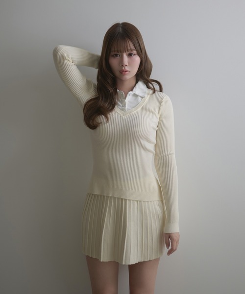 M DOLLY(エムドリー)の「Rib knit ivy setup / リブニットアイヴィーセットアップ(セットアップ・レディース・ブラック/アイボリー/グレー・FREE)」の4枚目の写真