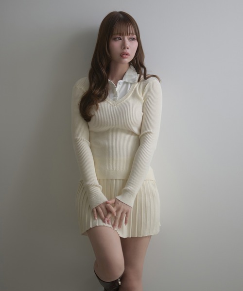 M DOLLY(エムドリー)の「Rib knit ivy setup / リブニットアイヴィーセットアップ(セットアップ・レディース・ブラック/アイボリー/グレー・FREE)」の5枚目の写真