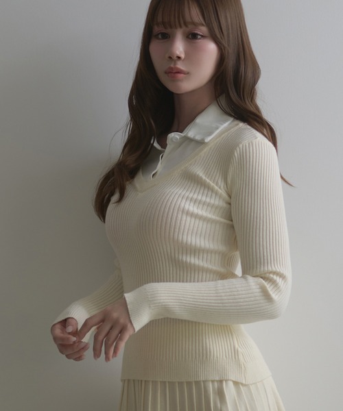 M DOLLY(エムドリー)の「Rib knit ivy setup / リブニットアイヴィーセットアップ(セットアップ・レディース・ブラック/アイボリー/グレー・FREE)」の6枚目の写真