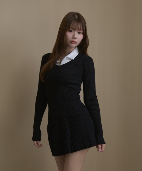M DOLLY(エムドリー)の「Rib knit ivy setup / リブニットアイヴィーセットアップ(セットアップ・レディース・ブラック/アイボリー/グレー・FREE)」の9枚目の写真