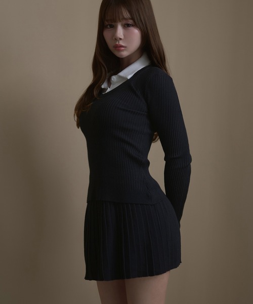 M DOLLY(エムドリー)の「Rib knit ivy setup / リブニットアイヴィーセットアップ(セットアップ・レディース・ブラック/アイボリー/グレー・FREE)」の10枚目の写真