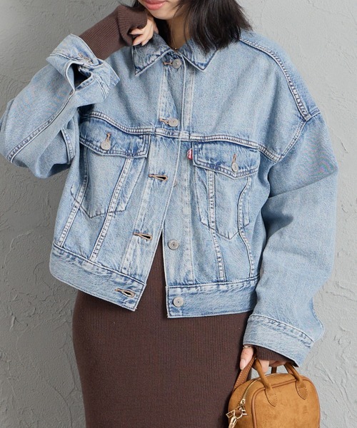 Levi's（リーバイス）の「[LEVI’S/リーバイス] LOOSE CROP TRUCKER デニムジャケット（デニムジャケット・レディース・ライトインディゴブルー/インディゴブルー・S）」の19枚目の写真