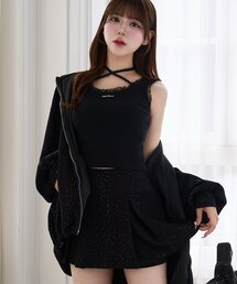 【Belle Charme】Logo Label Lace Tank