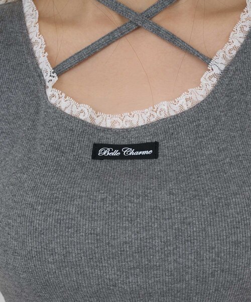 Belle Charme(ベルシャルム)の「【Belle Charme】Logo Label Lace Tank(タンクトップ・レディース・チャコールグレー/オフホワイト/ブラック・FREE)」の7枚目の写真