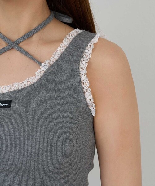 Belle Charme(ベルシャルム)の「【Belle Charme】Logo Label Lace Tank(タンクトップ・レディース・チャコールグレー/オフホワイト/ブラック・FREE)」の8枚目の写真