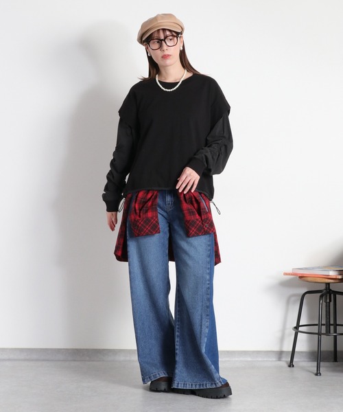 cepo(セポ)の「サイドWタックバギーフレアデニムパンツ(デニムパンツ・レディース・ブラック/ブルー系1/ワンウォッシュ・S/L/M)」の18枚目の写真
