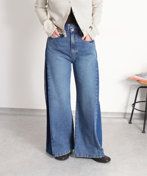 cepo(セポ)の「サイドWタックバギーフレアデニムパンツ(デニムパンツ・レディース・ブラック/ブルー系1/ワンウォッシュ・S/L/M)」の17枚目の写真