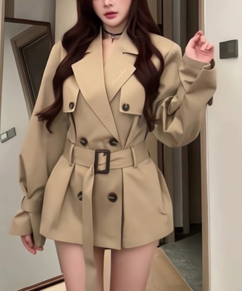 ADDITION STORE(アディションストア)の「ミドルレングス トレンチコート(トレンチコート・レディース・ベージュ/ブラック・LARGE/MEDIUM/SMALL)」の2枚目の写真