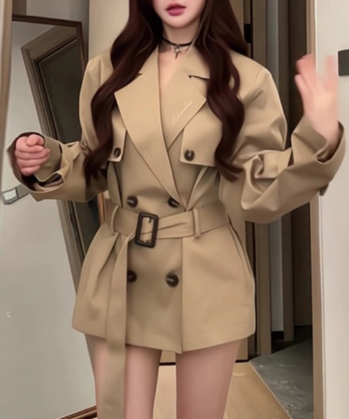 ADDITION STORE(アディションストア)の「ミドルレングス トレンチコート(トレンチコート・レディース・ベージュ/ブラック・LARGE/MEDIUM/SMALL)」の5枚目の写真