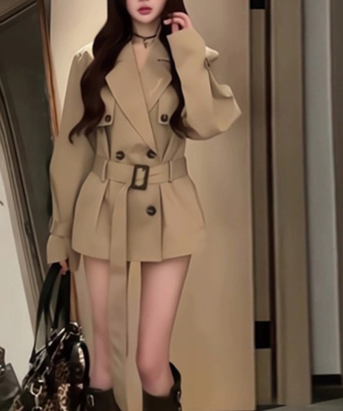 ADDITION STORE(アディションストア)の「ミドルレングス トレンチコート(トレンチコート・レディース・ベージュ/ブラック・LARGE/MEDIUM/SMALL)」の7枚目の写真