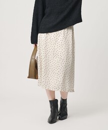 ドット フリル ミディアムスカート