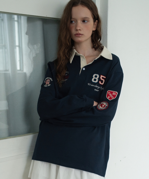 WAARFORWOMAN(ワール・フォー・ウーマン)の「WT-94刺繍パッチカラーTシャツ_ネイビー(ポロシャツ・レディース・その他・FREE)」の3枚目の写真