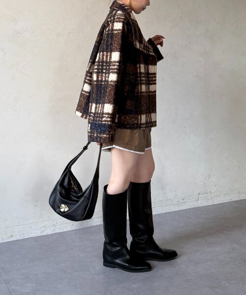 Thevon（ゼボン）の「リングボアスタンドネックコート（その他アウター・レディース・ネイビー/アイボリー/グリーン/チャコールグレー・FREE）」の17枚目の写真