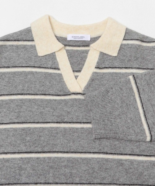URBAN RESEARCH Sonny Label(アーバンリサーチサニーレーベル)の「ウールブレンドボーダーニットポロシャツ(ニット/セーター・レディース・グレー/ネイビー/バーガンディー・FREE)」の18枚目の写真