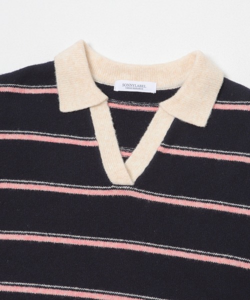 URBAN RESEARCH Sonny Label(アーバンリサーチサニーレーベル)の「ウールブレンドボーダーニットポロシャツ(ニット/セーター・レディース・グレー/ネイビー/バーガンディー・FREE)」の19枚目の写真