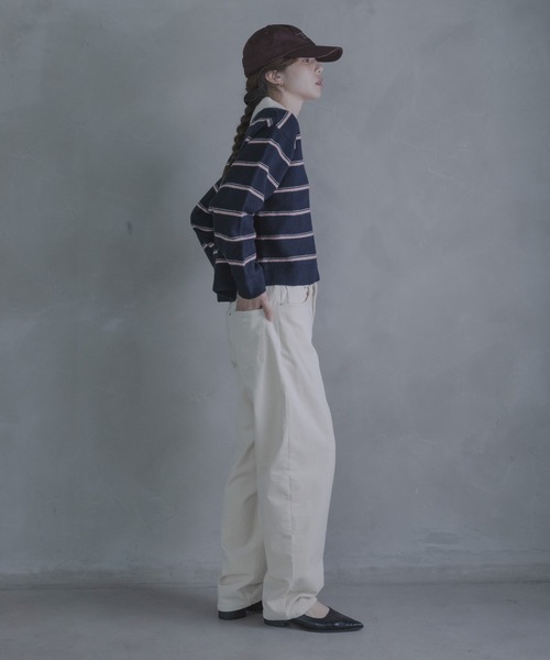 URBAN RESEARCH Sonny Label(アーバンリサーチサニーレーベル)の「ウールブレンドボーダーニットポロシャツ(ニット/セーター・レディース・グレー/ネイビー/バーガンディー・FREE)」の9枚目の写真