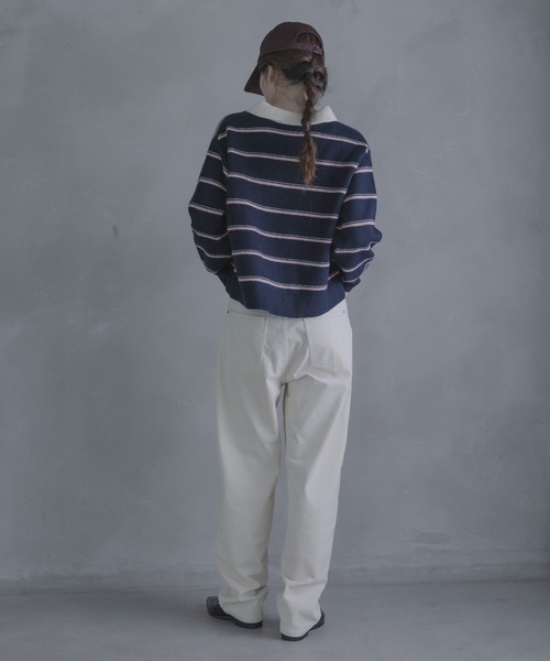 URBAN RESEARCH Sonny Label(アーバンリサーチサニーレーベル)の「ウールブレンドボーダーニットポロシャツ(ニット/セーター・レディース・グレー/ネイビー/バーガンディー・FREE)」の10枚目の写真