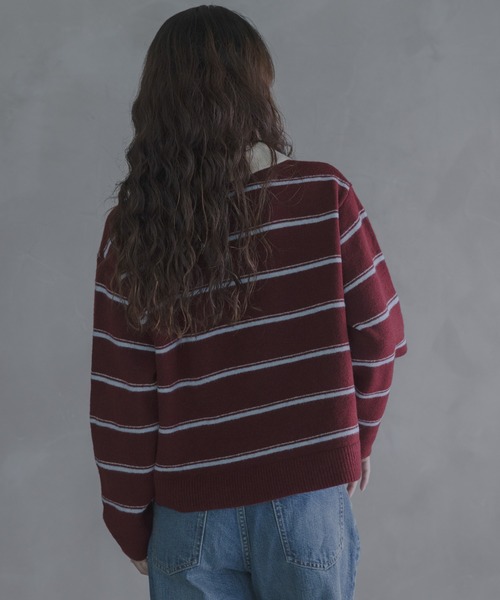 URBAN RESEARCH Sonny Label(アーバンリサーチサニーレーベル)の「ウールブレンドボーダーニットポロシャツ(ニット/セーター・レディース・グレー/ネイビー/バーガンディー・FREE)」の14枚目の写真