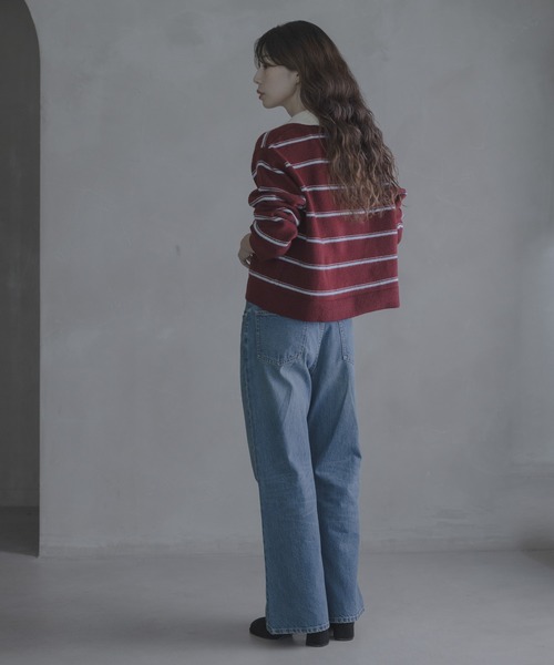 URBAN RESEARCH Sonny Label(アーバンリサーチサニーレーベル)の「ウールブレンドボーダーニットポロシャツ(ニット/セーター・レディース・グレー/ネイビー/バーガンディー・FREE)」の17枚目の写真
