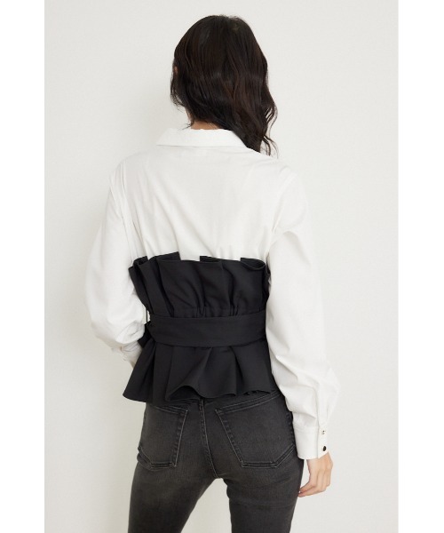 rienda(リエンダ)の「プリーツペプラムシャツトップス 秋服(シャツ/ブラウス・レディース・ダークブラウン/ブラック/ベージュ・FREE)」の8枚目の写真
