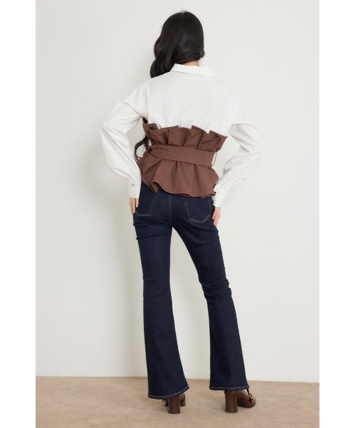 rienda(リエンダ)の「プリーツペプラムシャツトップス 秋服(シャツ/ブラウス・レディース・ダークブラウン/ブラック/ベージュ・FREE)」の12枚目の写真