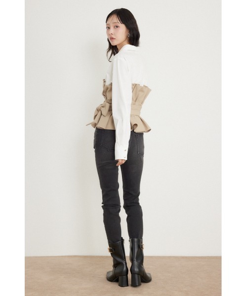 rienda(リエンダ)の「プリーツペプラムシャツトップス 秋服(シャツ/ブラウス・レディース・ダークブラウン/ブラック/ベージュ・FREE)」の19枚目の写真