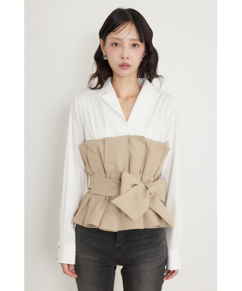 rienda(リエンダ)の「プリーツペプラムシャツトップス 秋服(シャツ/ブラウス・レディース・ダークブラウン/ブラック/ベージュ・FREE)」の22枚目の写真