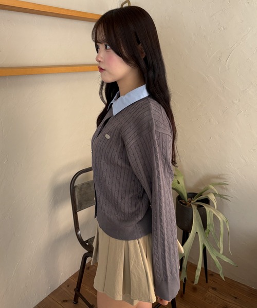 WEGO(ウィゴー)の「WEGO/【26年秋冬新作】金ボタン襟付きニットカーデ(カーディガン/ボレロ・レディース・ブラック/グレー/アイボリー・FREE)」の11枚目の写真