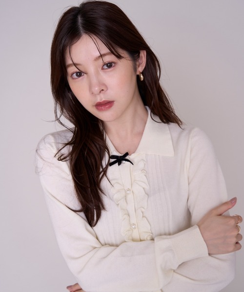 MISCH MASCH(ミッシュマッシュ)の「2026秋冬新作 フロントフリル長袖カーディガン(ニット/セーター・レディース・アイボリー/グレー・フリ-)」の20枚目の写真