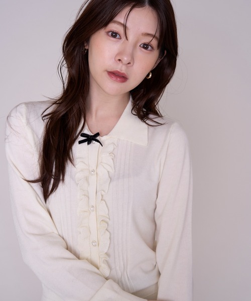 MISCH MASCH(ミッシュマッシュ)の「2026秋冬新作 フロントフリル長袖カーディガン(ニット/セーター・レディース・アイボリー/グレー・フリ-)」の21枚目の写真